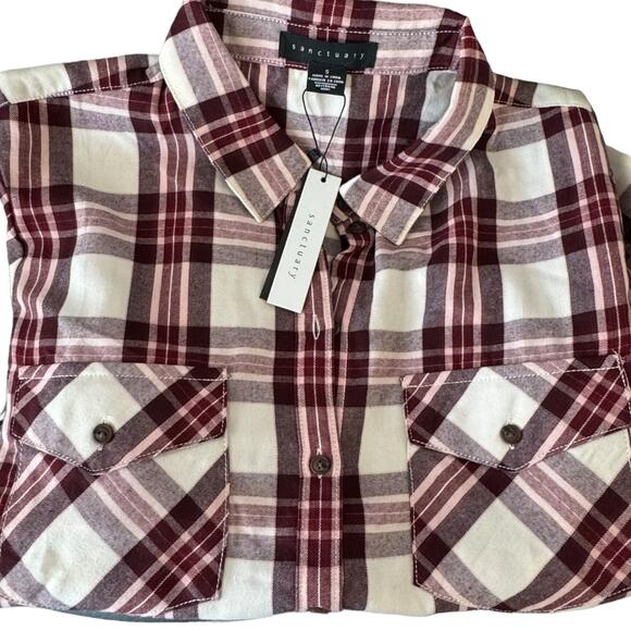 Sanctuary Boyfriend For Life Plaid Shirt NWT - Picture 5 of 9